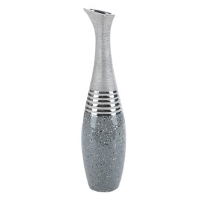 Wazon Neli 15x60 cm Srebrny z Gliny Ceramicznej