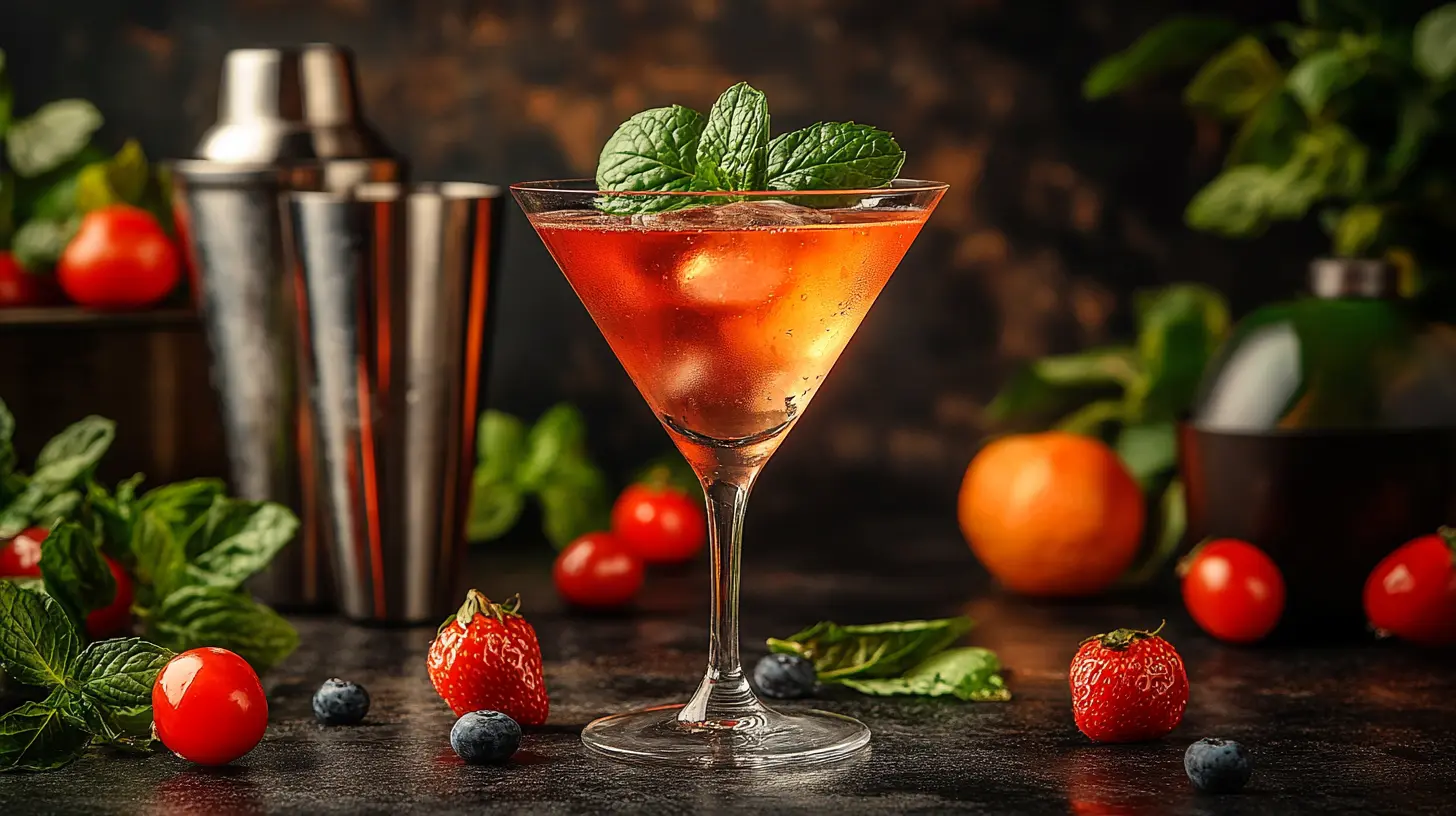Zdjęcie przedstawia ładnie przystrojonego drinka w wysokim szkle