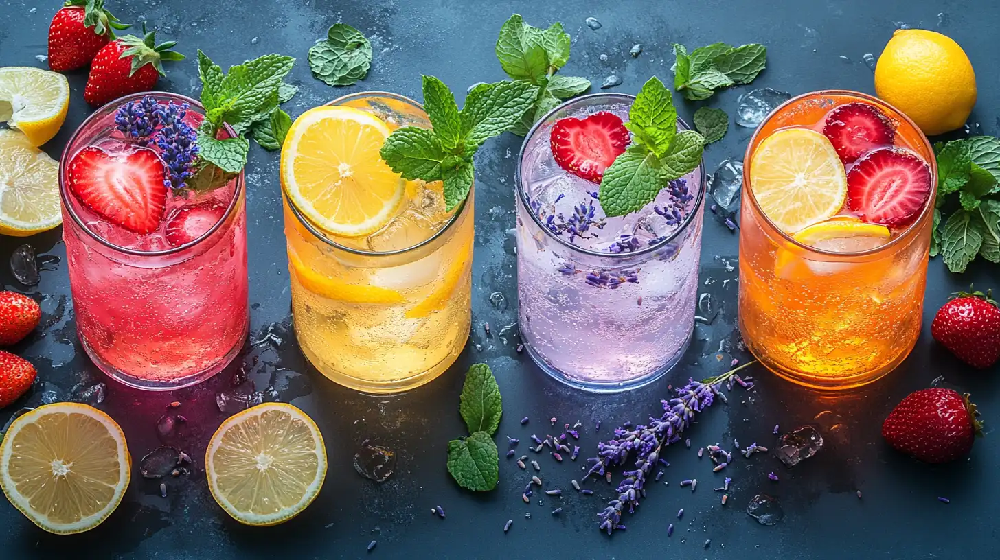 Lemoniada lawendowa, cytrynowa, różana i truskawkowa