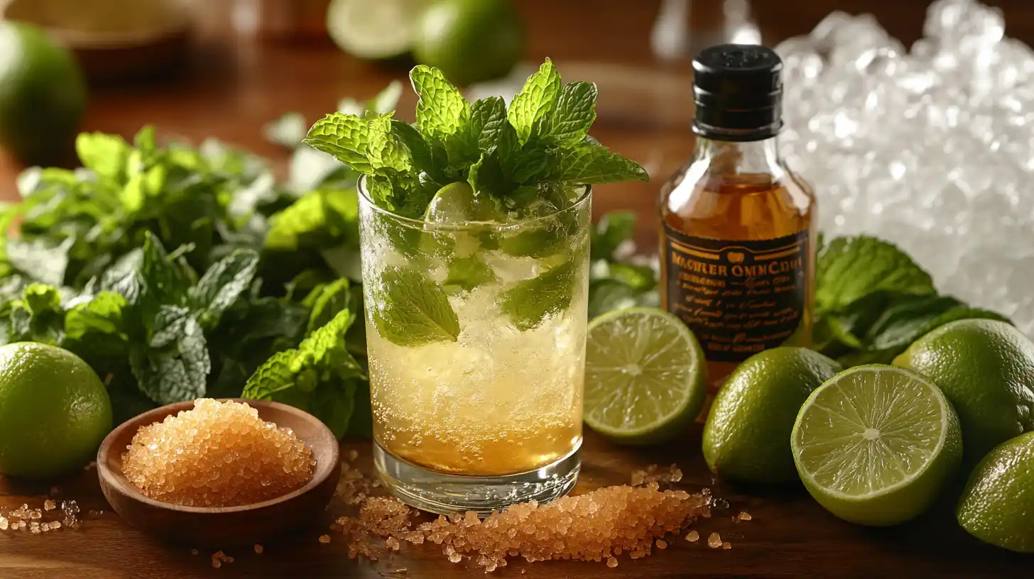 Składniki do mohito - tum, limonka, cukier trzcinowy