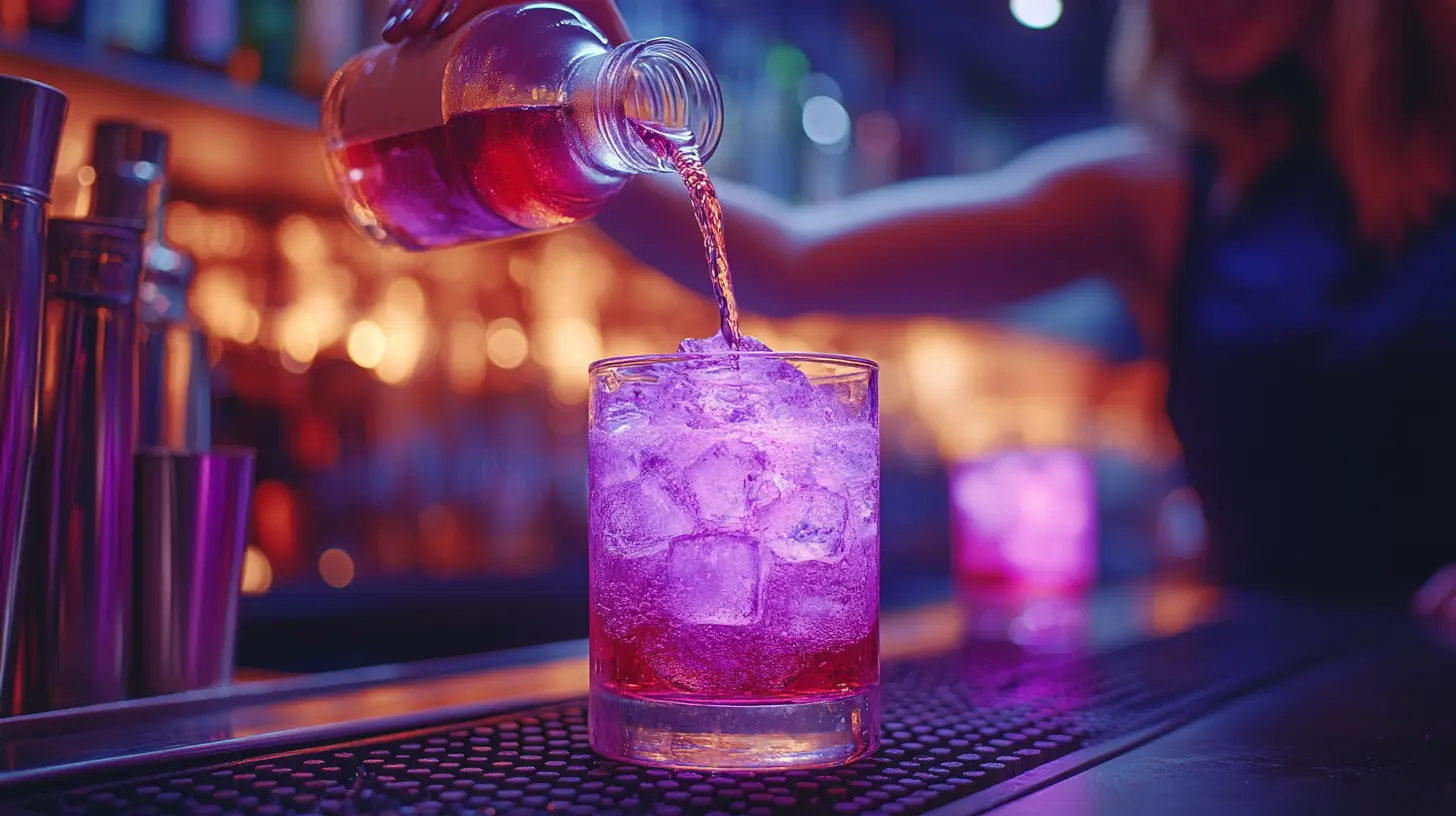 Zdjęcie ukazuje barmanke, która nalewa drinka na barze