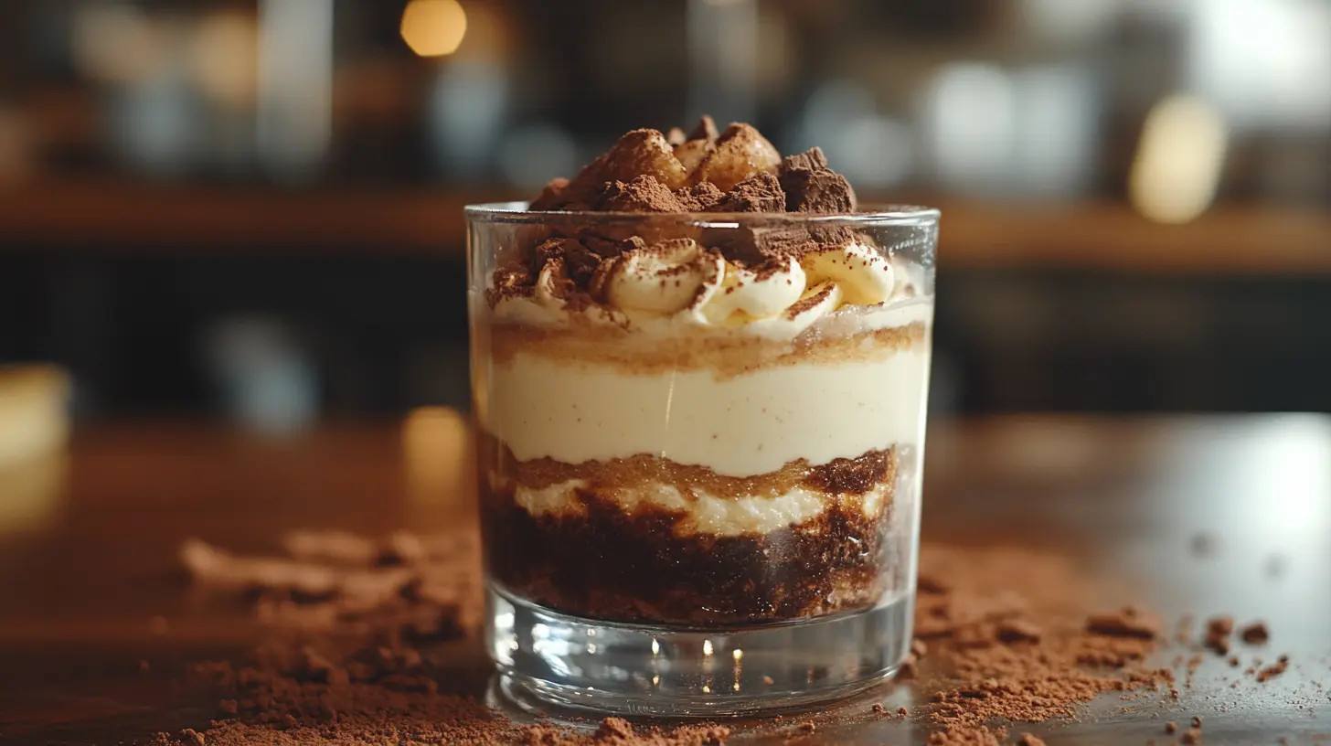 Warstwowe tiramisu w szklanym kubku